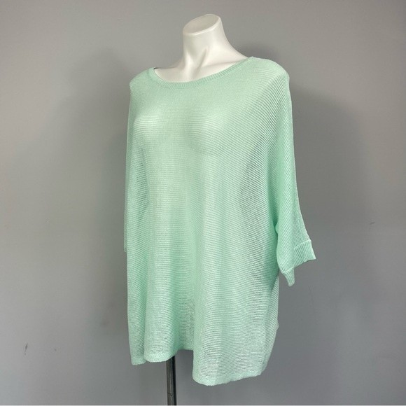 Eileen Fisher Organic Linen Open Knit Top M Boxy Slouchy Dolman Sleeve Sweeter - Picture 5 of 15